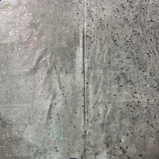 Dark Silver Metallic Cowhide Rug Size: 7x6 feet Z-344