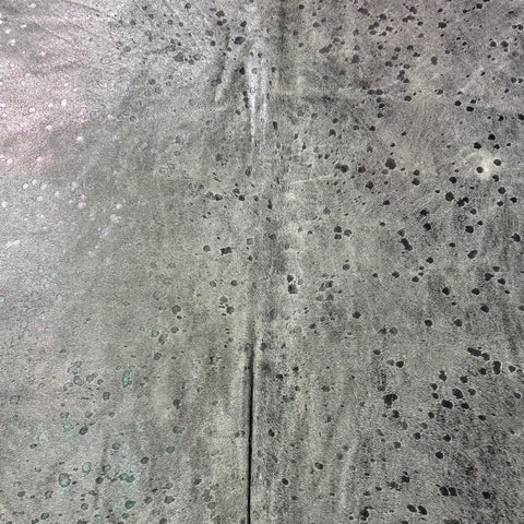 Dark Silver Metallic Cowhide Rug Size: 7x6 feet Z-344