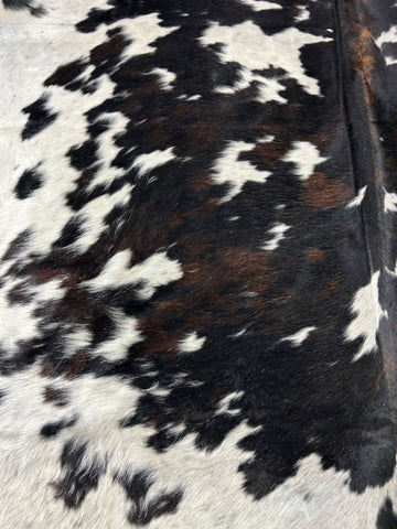 Speckled Tricolor Cowhide Rug (almost black but is tricolor) Size: 7.5x7.5 feet D-008