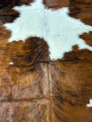 Tricolor Cowhide Rug (brown tones are predominant) Size: 8x7.2 feet D-009