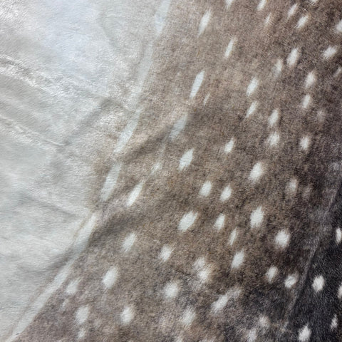 Axis Deer Skin Cowhide Rug (lighter tone/ fire brands of numbers) Size: 7.2x6.2 feet Z-165