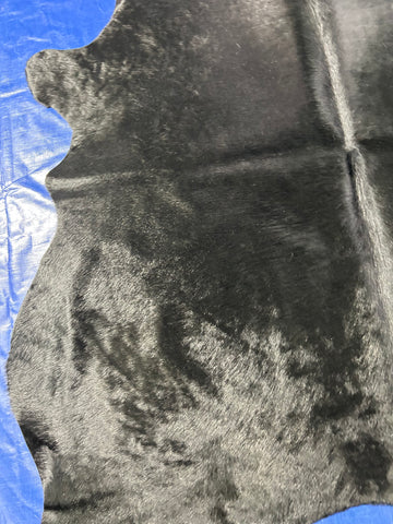 Dyed Black Cowhide Rug Size: 6x5.2 feet D-013