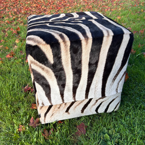 Real Zebra Ottoman Cube 20 H X 20 X 20" Zebra Skin Hair-on Ottoman # 2