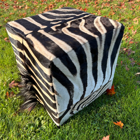 Real Zebra Ottoman Cube 20 H X 20 X 20" Zebra Skin Hair-on Ottoman # 2