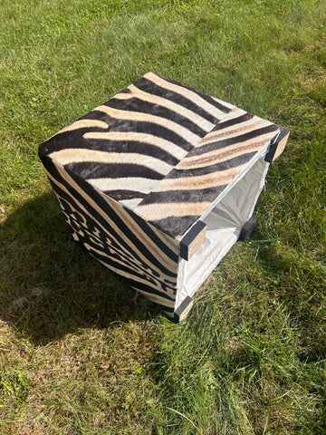 Real Zebra Ottoman Cube 20 H X 20 X 20" Zebra Skin Hair-on Ottoman # F