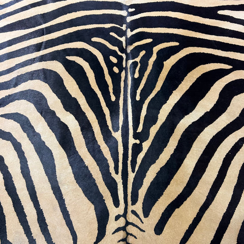 Genuine Zebra Print (beige background) Size: 7.2x6.5 feet Z-345