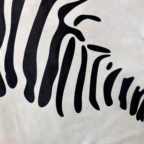 Zebra Print Cowhide Rug (white background/ 1 patch) Size: 8x6.5 feet Z-346