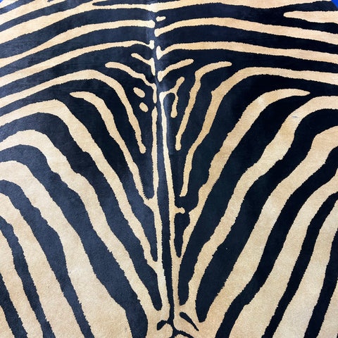 Genuine Zebra Print (beige background/ some scars) Size: 7.7x6.2 feet Z-348