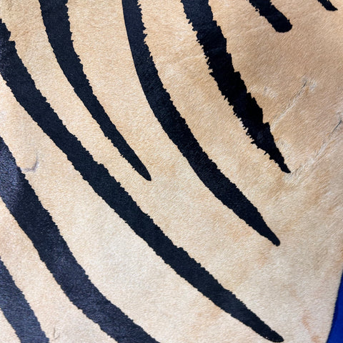 Genuine Zebra Print (beige background/ some scars) Size: 7.7x6.2 feet Z-348