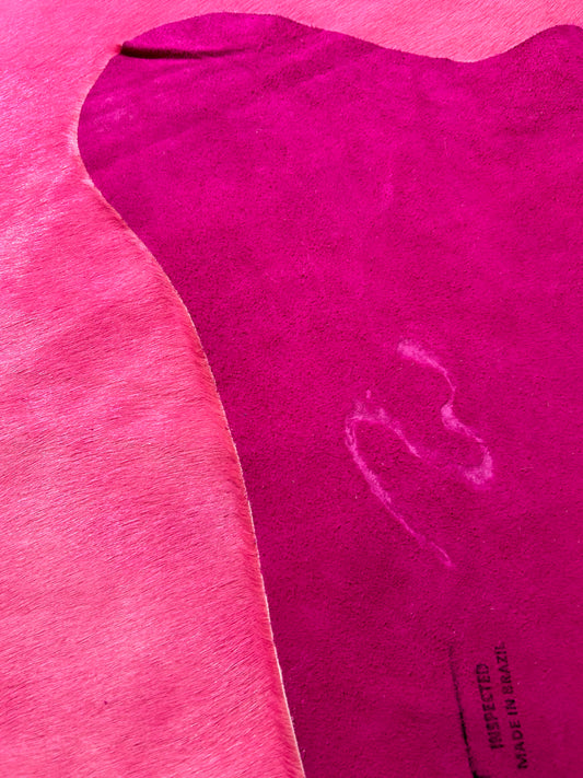 Dyed Light Pink Cowhide Rug Size: 7.2x7.2 feet D-030
