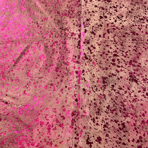 Pink Metallic Cowhide Rug Size: 5.2x4.7 feet Z-349