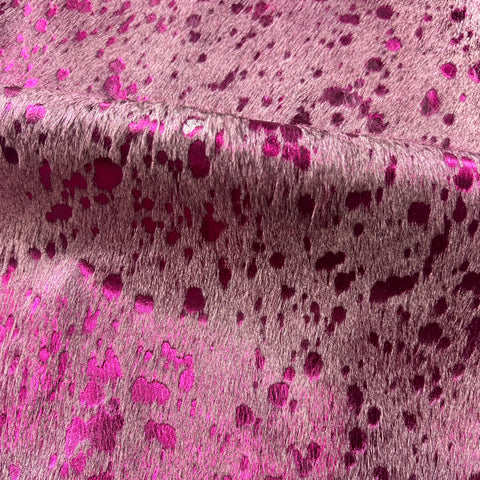 Pink Metallic Cowhide Rug Size: 5.2x4.7 feet Z-349