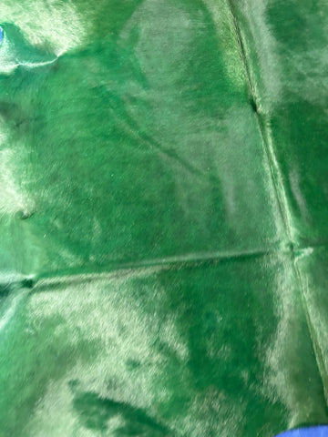 Dyed Emerald Green Cowhide Rug Size: 7x7 feet D-031