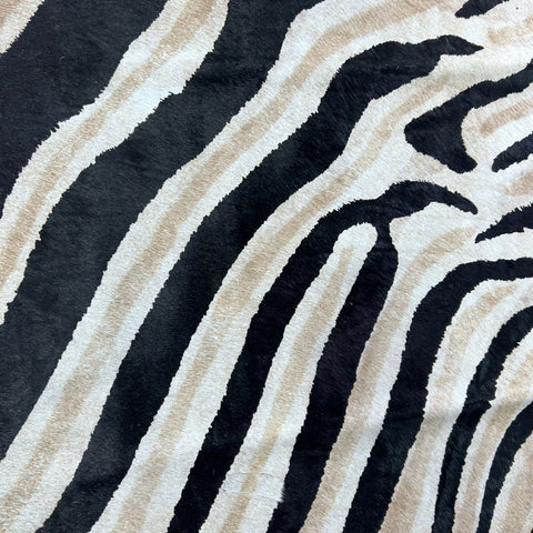Genuine Zebra Cowhide Rug (lighter inner stripes) Size: 7x6 feet Z-176