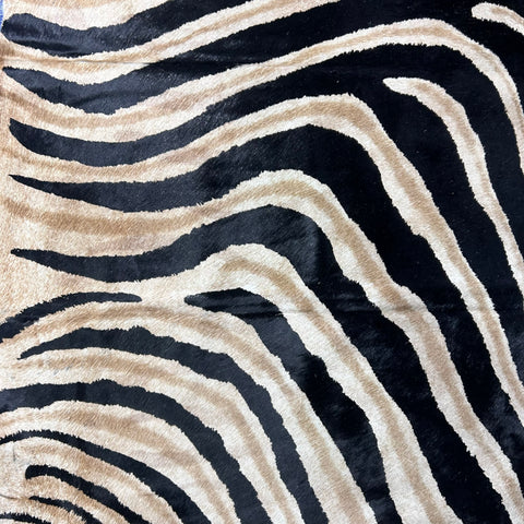 Genuine Zebra Cowhide Rug (Medium Dark inner stripes) Size: 7x6.5 feet Z-177