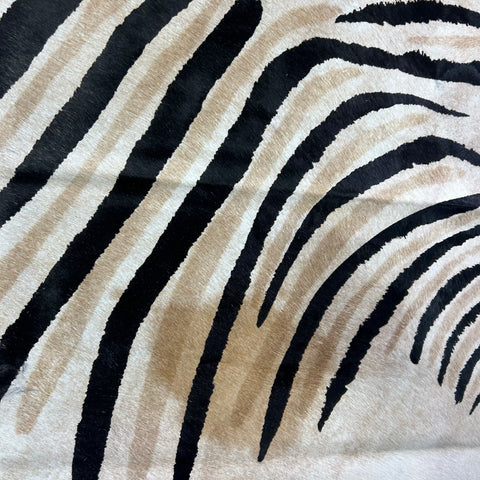 Genuine Zebra Cowhide Rug (Medium Dark inner stripes) Size: 7x6.5 feet Z-177
