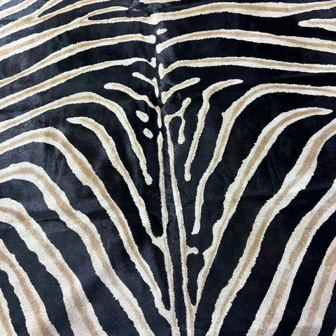 Genuine Zebra Cowhide Rug (Dark inner stripes/ Natural Brown Spot) Size: 6x6 feet Z-182