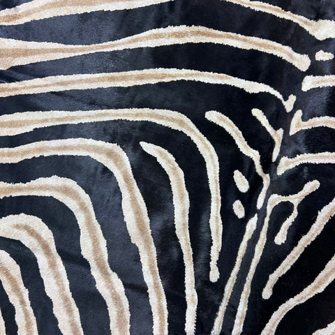 Genuine Zebra Cowhide Rug (Dark inner stripes/ Natural Brown Spot) Size: 6x6 feet Z-182