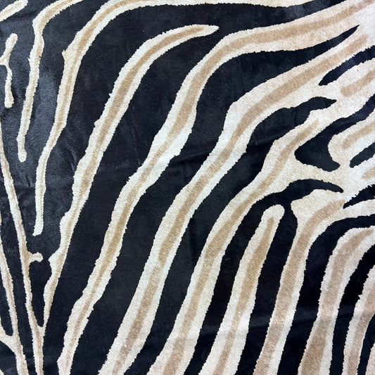 Genuine Zebra Cowhide Rug (Dark inner stripes/ Natural Brown Spot) Size: 6x6 feet Z-182