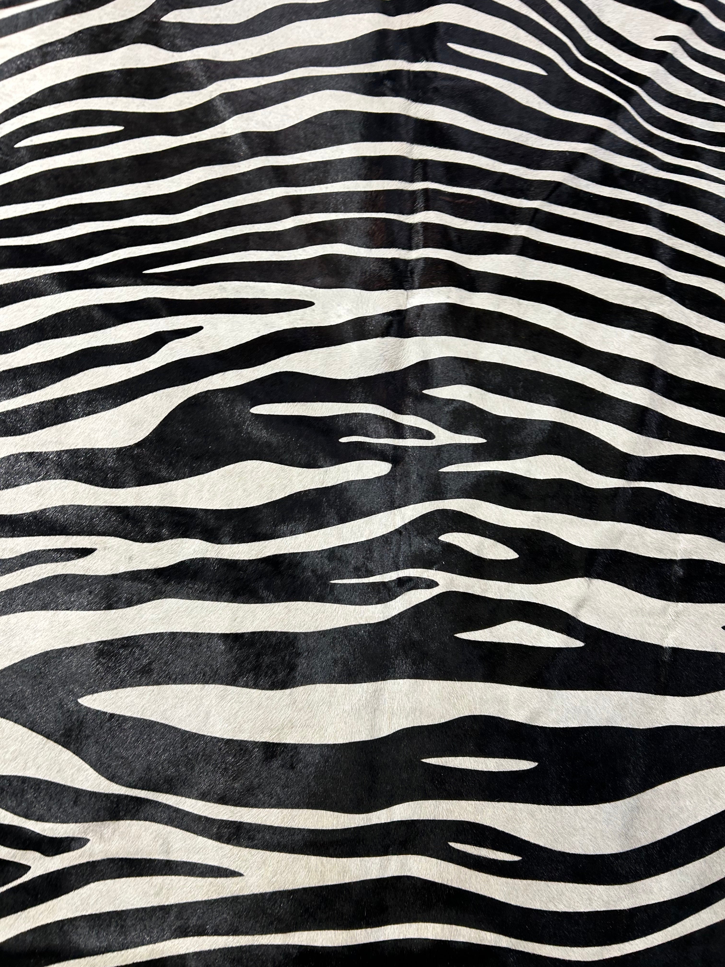 Black & White Zebra Print Cowhide Rug (1 patch) Size: 7.2x6 feet D-044