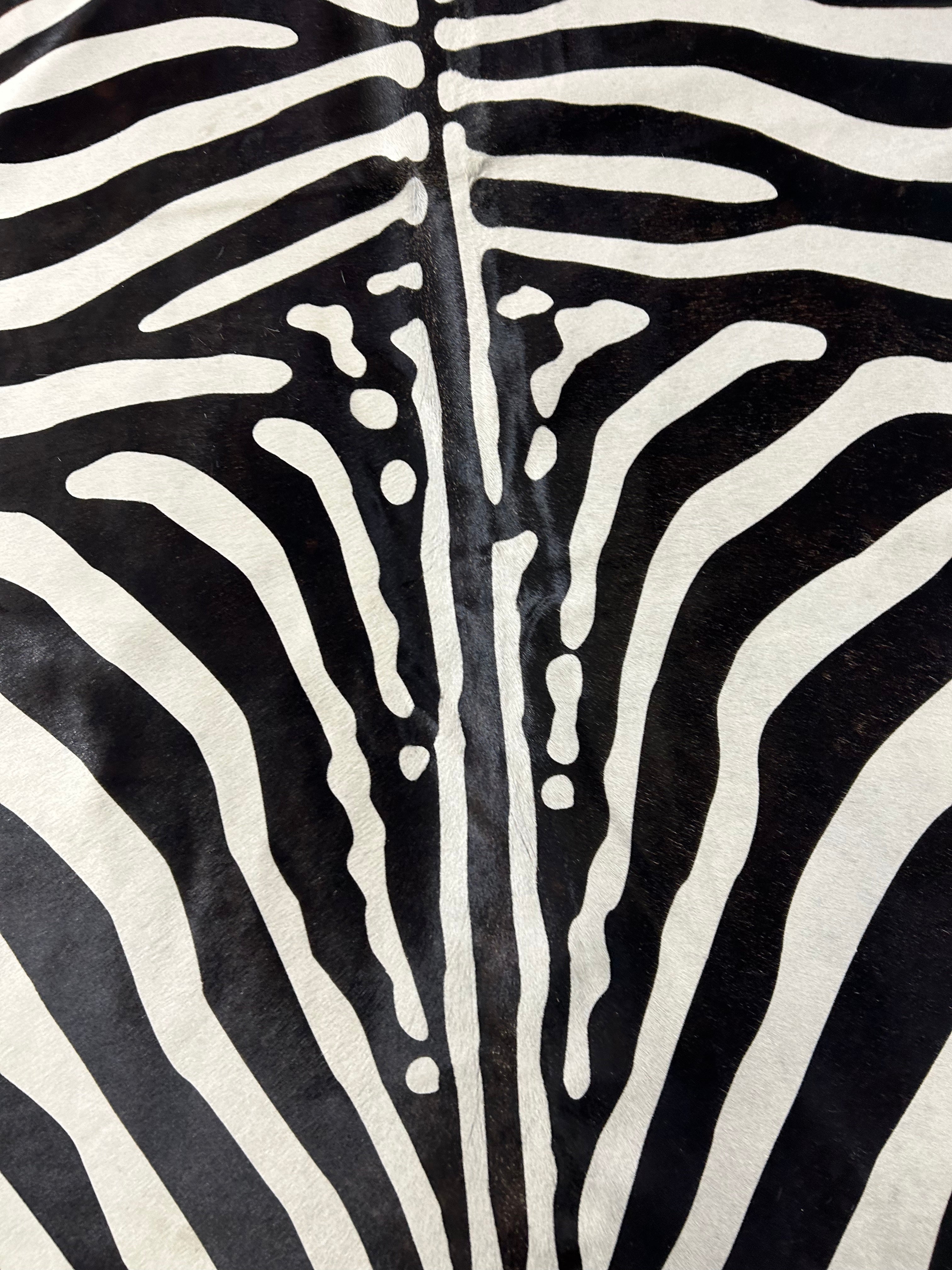 Black & White Zebra Print Cowhide Rug (1 patch) Size: 7.5x6 feet D-045