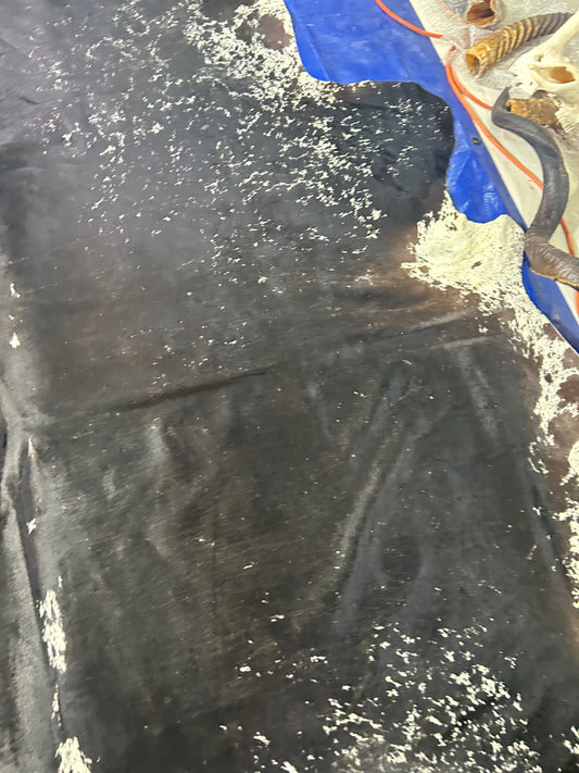 Huge Black & White Cowhide Rug Size: 9x8 feet D-051