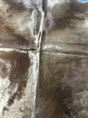 Natural Solid Black Veggie Tanned Cowhide Rug (looks a bit brown due to brownish tone in arm pits) Size: 6x6.2 feet C-1724