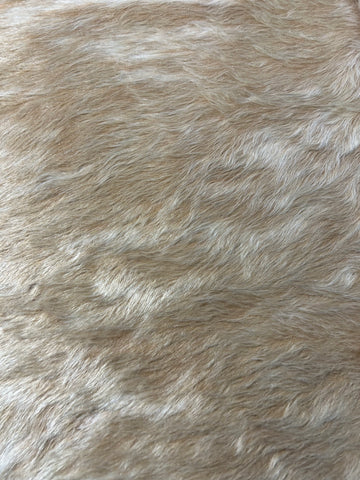 Beige & White Cowhide Rug (nice longish hair) Size: 6x5.5 feet C-1726