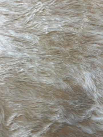Beige & White Cowhide Rug (nice longish hair) Size: 6x5.5 feet C-1726
