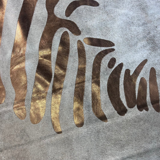 Bronze Metallic Zebra Cowhide Rug Size: 7x6.2 feet J-022