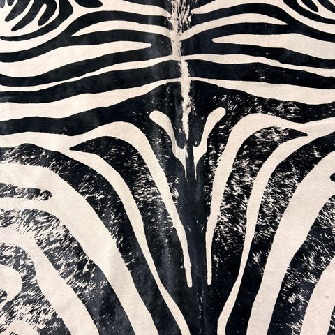 Vintage Zebra Print Cowhide Rug Size: 7.7x7 feet D-583