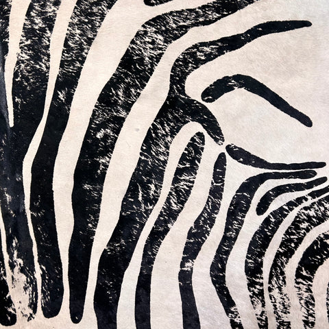 Vintage Zebra Print Cowhide Rug Size: 7.7x7 feet D-583