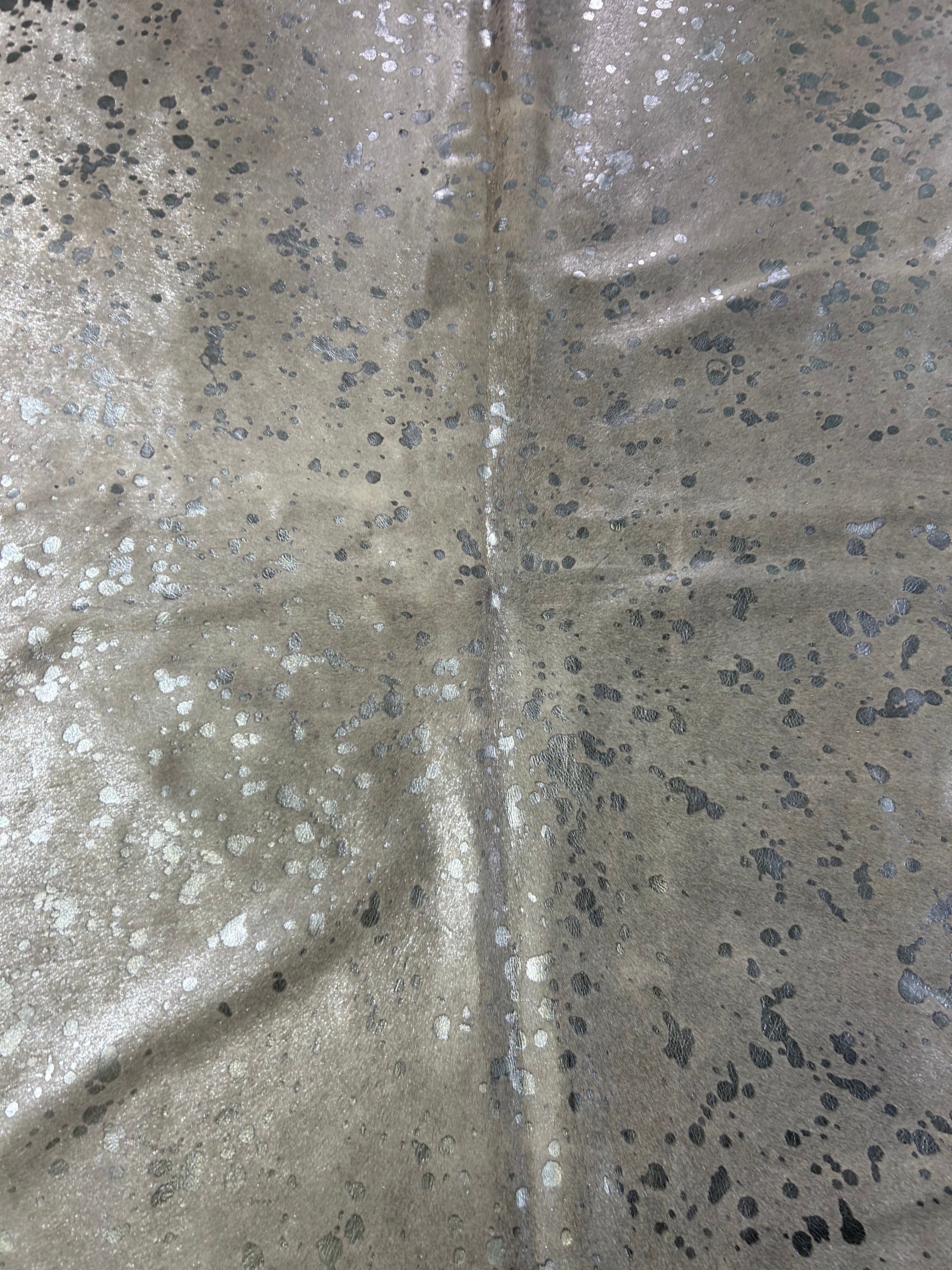 Silver Metallic Cowhide Rug Size: 7.7x7 feet C-1733
