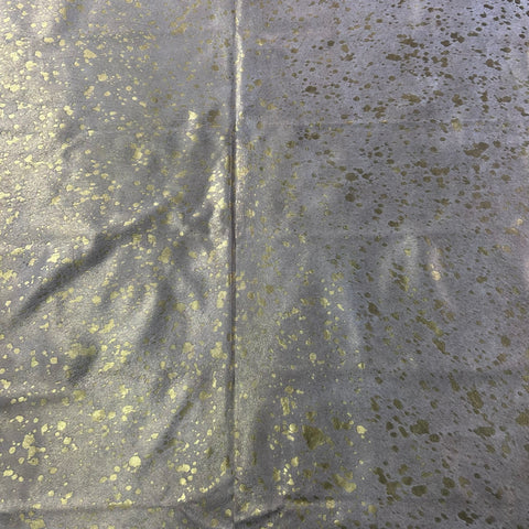 Gold Metallic Acid Washed Cowhide Rug Size: 7x7 feet J-025