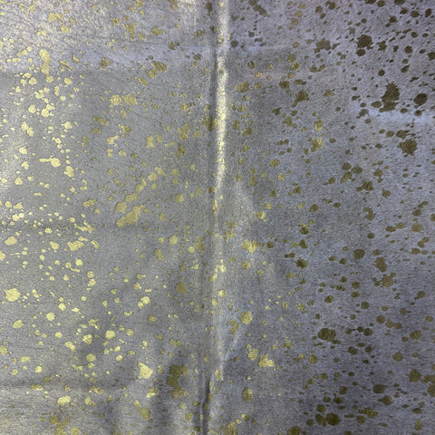 Gold Metallic Acid Washed Cowhide Rug Size: 7x7 feet J-025