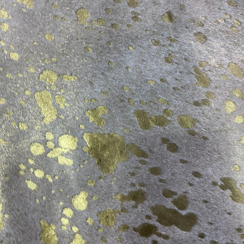 Gold Metallic Acid Washed Cowhide Rug Size: 7x7 feet J-025