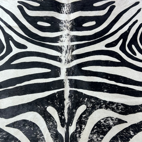 Distressed Zebra Print Cowhide Rug Size: 7x6 feet J-028