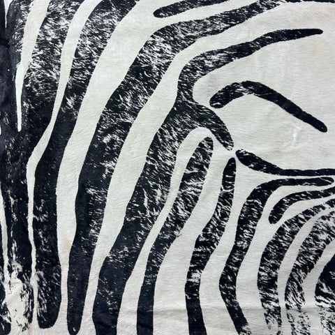 Distressed Zebra Print Cowhide Rug Size: 7x6 feet J-028