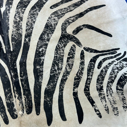 Distressed Zebra Print Cowhide Rug (background is a bit beige) Size: 7.5x6 feet J-029