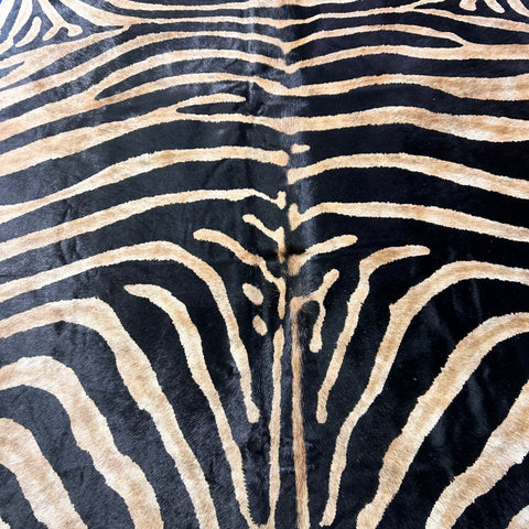 Genuine Zebra Cowhide Rug (background is more beige) Size: 7x6 feet Z-350
