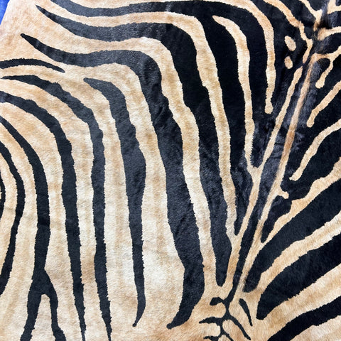 Genuine Zebra Cowhide Rug (background is more beige) Size: 7x6 feet Z-350