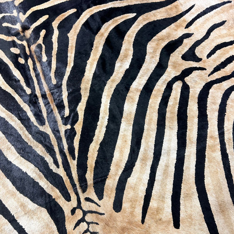 Genuine Zebra Cowhide Rug (background is more beige) Size: 7x6 feet Z-350