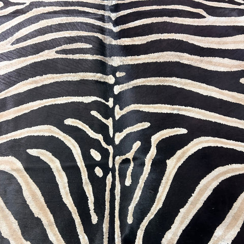 Genuine Zebra Cowhide Rug (background has a bit of light brindle) Size: 7x6 feet Z-351