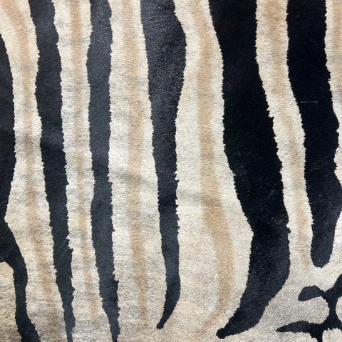 Genuine Zebra Cowhide Rug (background has a bit of light brindle) Size: 7x6 feet Z-351