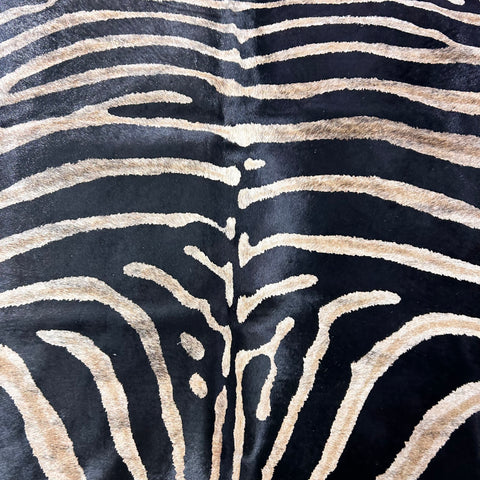 Genuine Zebra Cowhide Rug (background is a bit brindle) Size: 7.2x6 feet Z-353