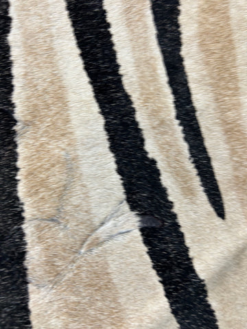 Genuine Zebra Print Cowhide Rug (stripes a bit faded and some scars) Size: 6.7x5.5 feet D-071