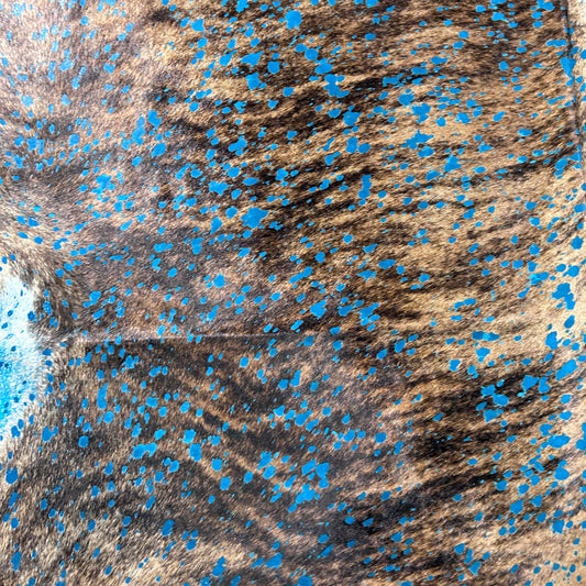 Brindle Turquoise Acid Washed Cowhide Rug Size: 7.5x7 feet Y-034