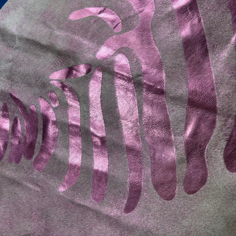 Pink Metallic Zebra Cowhide Rug Size: 7.2x6.2 feet J-043