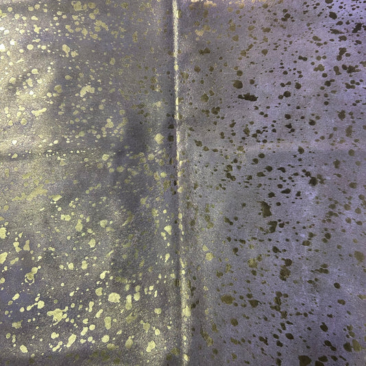 Gold Metallic Acid Washed Cowhide Rug Size: 5x4.7 feet J-044