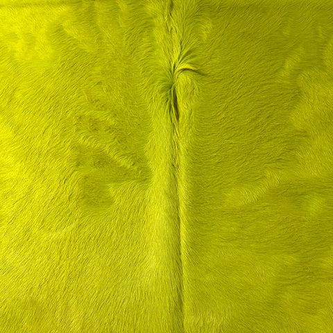 Magnifique tapis en peau de vache teinté vert citron Taille : 8x7 pieds D-598